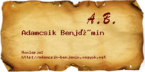 Adamcsik Benjámin névjegykártya