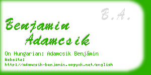 benjamin adamcsik business card